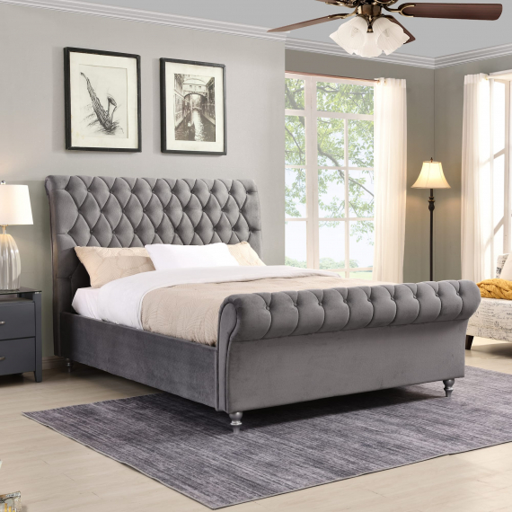 January 5' King Size Bed - Grey