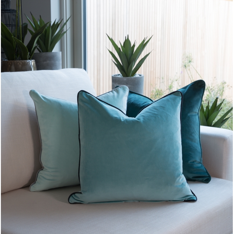 Two Tone Cushion Velvet Aqua-Teal