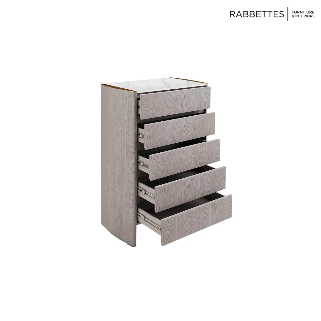 Marley 5 Drawer Tall Chest Washed Oak - Image 2